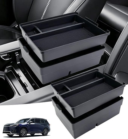 Double Layer Center Console Organizer Tray Storage Box for Lexus TX TX350/TX500h/TX550h+ 2026 2025 2024, Interior Accessories Armrest Insert Tray for 2024-2026 TX 350 500h 550h+, Black