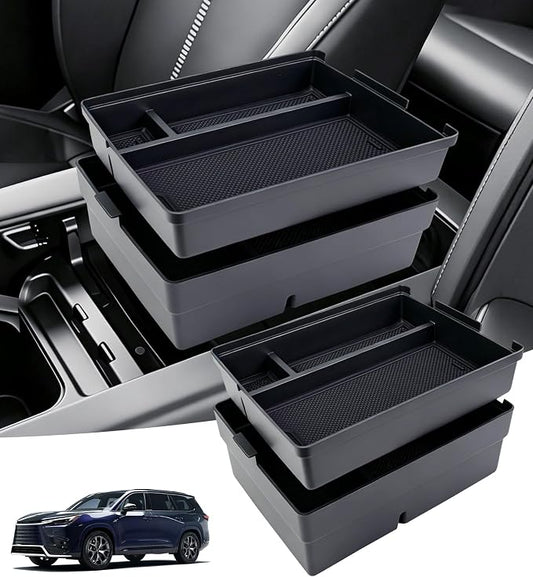 Double Layer Center Console Organizer Tray Storage Box for Lexus TX TX350/TX500h/TX550h+ 2026 2025 2024, Interior Accessories Armrest Insert Tray for 2024-2026 TX 350 500h 550h+, Black