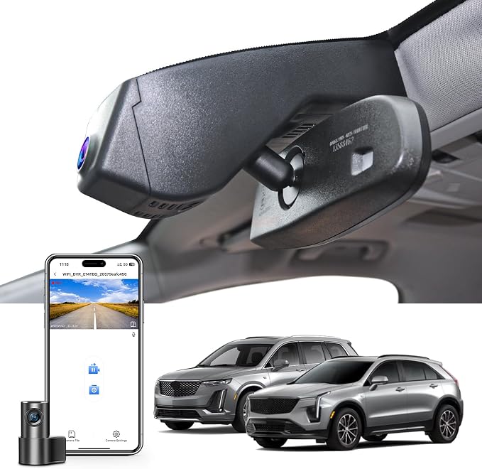 Mangoal Front 4K & Rear 1080p Dash Cam Custom fit for Cadillac XT5 2017-2026 XT6 2020-2026(Model A), UHD 2160P Video, WiFi, App, Loop Recording, Easy to Install, 128GB Card