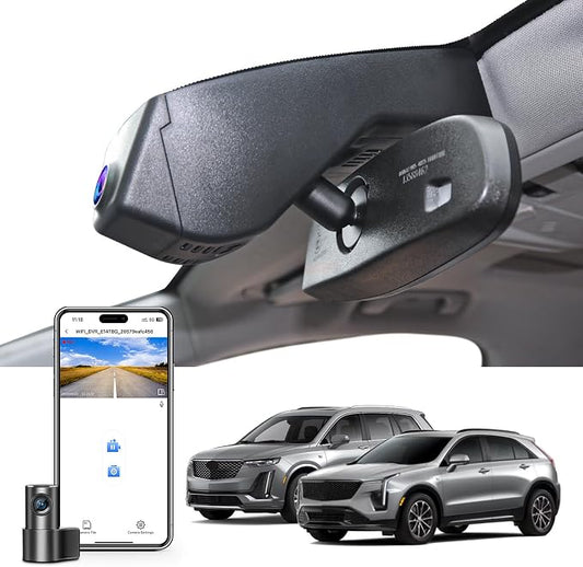 Mangoal Front 4K & Rear 1080p Dash Cam Custom fit for Cadillac XT5 2017-2026 XT6 2020-2026(Model A), UHD 2160P Video, WiFi, App, Loop Recording, Easy to Install, 128GB Card