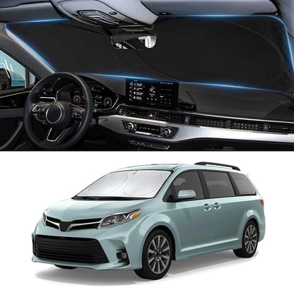 Sun Shade for Toyota Sienna Mini Van Accessories 2011-2019 2020 Windshield Sunshade fit Sienna Front Window Cover Shield Car Sun Visor Screen Protector Block UV Ray Heat Keep Your Car Cool