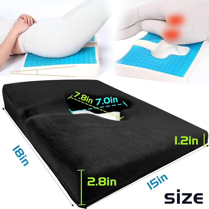 Gel Wheelchair Seat Cushion,Bed Sore Cushions for Butt,Gel Cushion for Pressure Relief,Donut Pillow for Tailbone Pain Relief,Sciatica,Coccyx,hemorrhoid Pillow,Cushion for Office Chair(BLACK2)