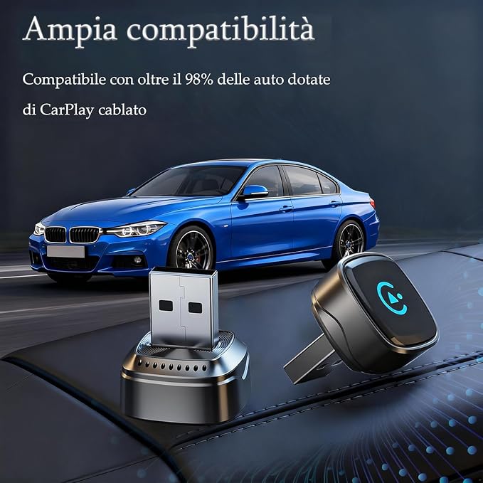 Wireless Carplay Adapter, Suitable for Vehicles Equipped with Cabled CarPlay, Plug and Play Feature enables Fast and Stable CarPlay Wireless Connection, Suitable for 800+ Vehicles (Grey)