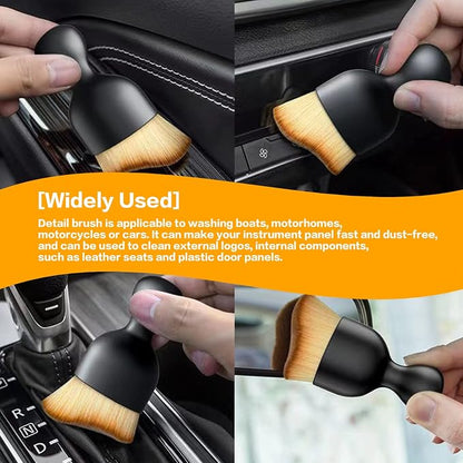 AOCISKA Car Interior Detailing Brush,Soft Bristle Cleaning Brush Car Detailing Brush Dusting Brush,Car Interior Cleaning Tool,Auto Detail Brush Car Dash Duster Brush (Black&Brown)