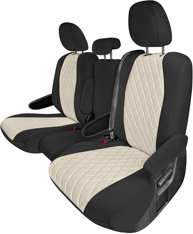 FH Group Custom Fit Car Seat Covers Specifically Made for Toyota Sienna 2011-2020, Car Seat Cover 2nd Row Set, 8 Seater Automotive Seat Covers in Beige Neoprene, Waterproof and Washable Seat Covers