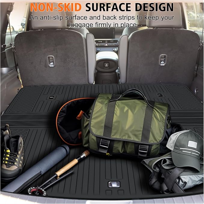 All Weather Car Floor Mats Cargo Liner with Backrest Mat for 2026 Hyundai Palisade 7&8 Seats Hybrid, TPE Rubber Liners Full Set Automotive Mats for 2026 Hyundai Palisade Accessories