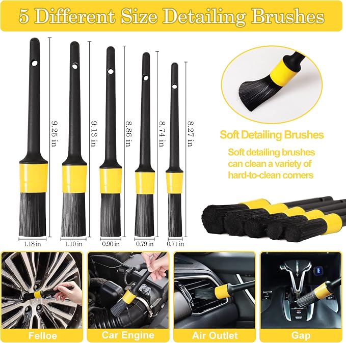 TTRCB 27Pcs Car Detailing Kit, Car Detailing Brush Set, Auto Detailing Drill Brush Set, Car Detailing Brushes, Car Wash Kit, Car Accessories, Car Cleaning Tools Kit for Interior, Exterior, Wheels