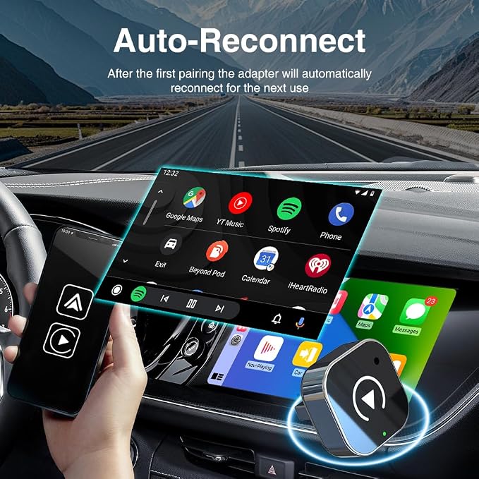 Wireless CarPlay Adapter, Wired to Wireless for CarPlay, Mini USB Design Car Play Adapter, Plug and Play, Stable Connection (Black)