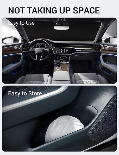 Proadsy 2026 Upgrade Windshield Sun Shade Custom Fit 2019-2025 Audi A6 Foldable Front Sunshade Protector Sun Visor Blocks UV Rays Keep Car Cooler