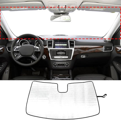 Windshield Sun Shade Compatible with Mercedes-Benz ML-Class 2012-2015 Foldable Front Windshield Sunshade Protector, Block UV Rays Keep Your Car Cooler