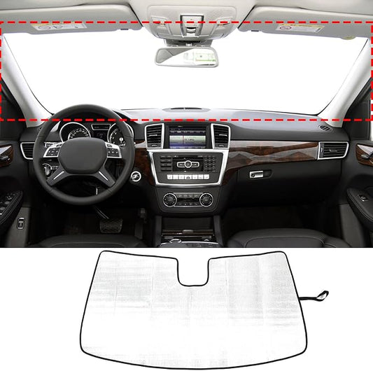 Windshield Sun Shade Compatible with Mercedes-Benz ML-Class 2012-2015 Foldable Front Windshield Sunshade Protector, Block UV Rays Keep Your Car Cooler