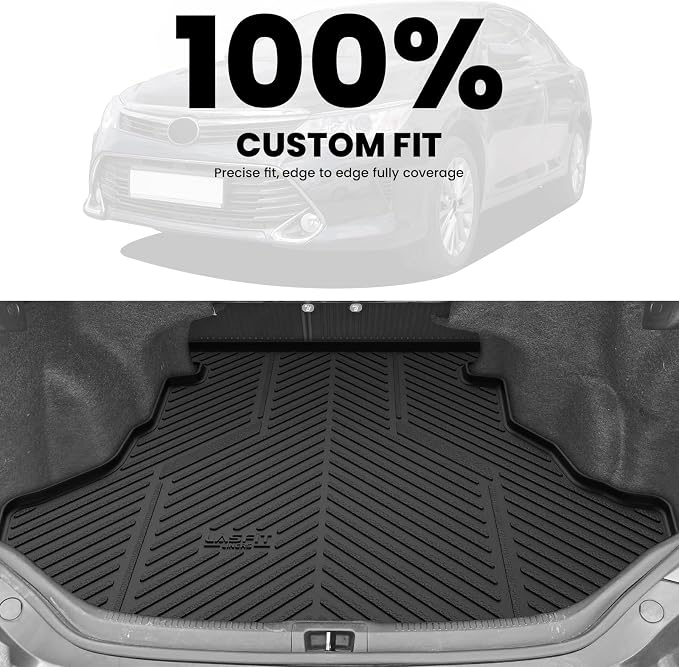 LASFIT Trunk Mat for Toyota Camry 2017 2016 2015(Not Fit Hybrid), Custom Fit TPE All Weather Cargo Mat for Camry 2015-2017 Trunk Liner Rear Cargo Liner, Black