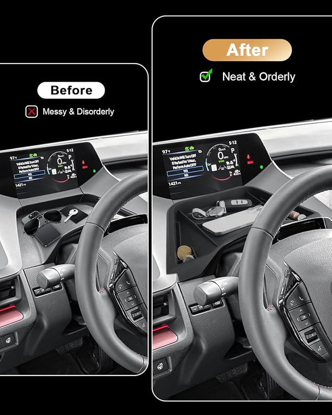 ECOZEN Dash Console Organizer For 2023-2026 Toyota Prius - Dashboard Storage Tray Behind Steering Wheel Center Console Organizer - 2023 2024 2025 2026 Prius Interior Accessories