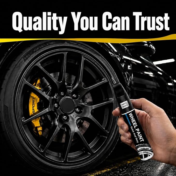 Gloss Black Rim Touch Up Paint - Wheel Scratch Repair Kit for Curb Rash & Scratches, Quick and Easy Rim Paint for Wheel Repair, Universal Gloss Black