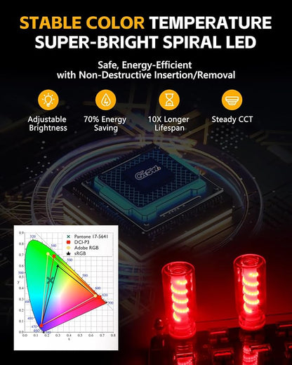 2PCS [Retro Playful Style] USB Lights for Car, Touch Adjustment Lights, Plug in USB Car Interior Ambient Light, Mini Spiral LED USB Night Light for Camping, Christmas Decoration, Party (Red)