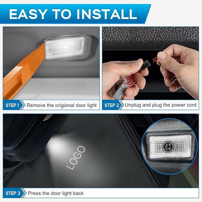 Avsty Puddle Lights for Tesla Model Y 3 X S, Upgraded No Fade Tesla Door Logo Lights (4 Pack)