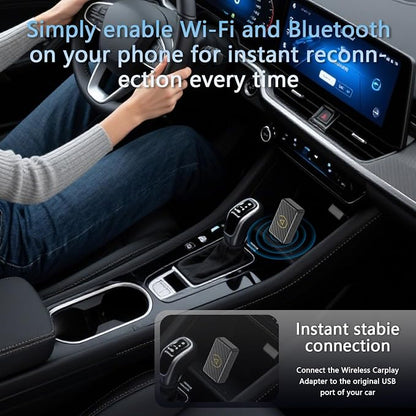 Wireless Carplay & Android Auto 2025 Will Wired CarPlay Upgrade Adapter 2-in-1 CarPlay Dongle Plug & Play Wireless CarPlay Adapter with USB/USB-C Port for Apple iOS 10, Android 11 Versions