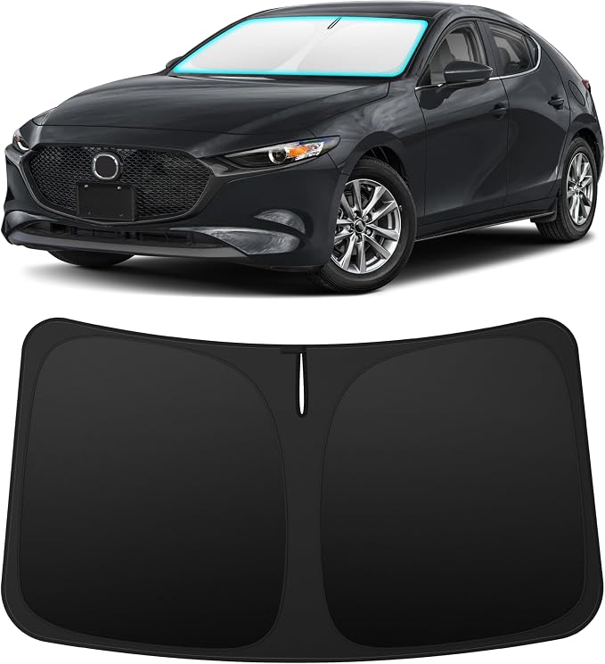 INSAUTO Custom Fit Windshield Sun Shade Accessories for Mazda 3 2019-2026, Foldable Front Window Sunshade, UV & Heat Reflector, Keeps Interior Cool, Includes Storage Bag