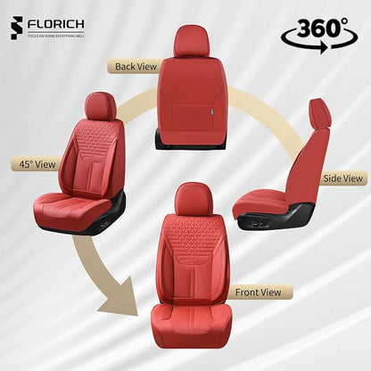 FLORICH Car Seat Covers for Front Seats, Universal Seat Cushion 2 Seats, Car Seat Protector Waterproof, Premium Leather Automotive Seat Covers for Most Cars, Sedans, SUVs, and Trucks-Red