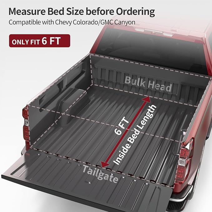 OEDRO Soft Tri-fold Truck Bed Tonneau Cover Compatible with 2015-2022 Chevy Colorado/GMC Canyon with 6.2ft Bed