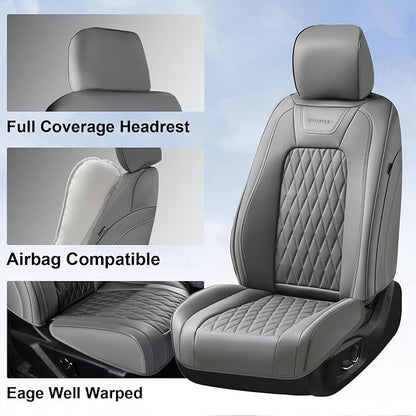 Coverado Leather Seat Covers Full Set Fit for Ford F150 F250 F350 F450, Waterproof Ford F150 Truck Seat Covers Fit for 2015-2026 F150 and 2017-2026 F250 F350 F450 (Gray)