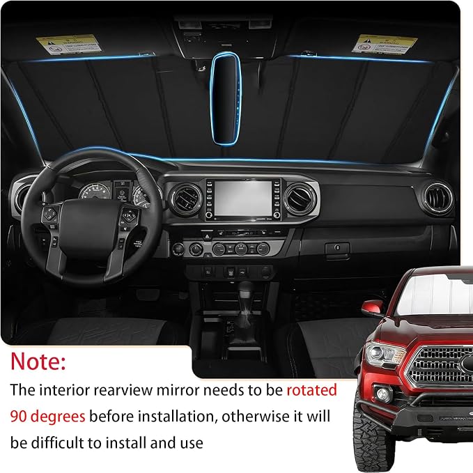 KUST Windshield Sun Shade for Tesla Model Y 2019-2024(Fit Model Y Juniper 2024 2025) Foldable Thicken Window Sunshade UV Protection Keep Cool Sunshield Sun Visor Accessories Aluminum Film