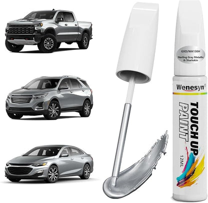 GXD/WA130H Sharkskin/Sterling Gray Touch Up Paint Compatible with Chevrolet, Car Paint Scratch Remover, Automotive Paints Exact Match Chevy Silverado/Equinox/Malibu/Tahoe/Traverse/Camaro