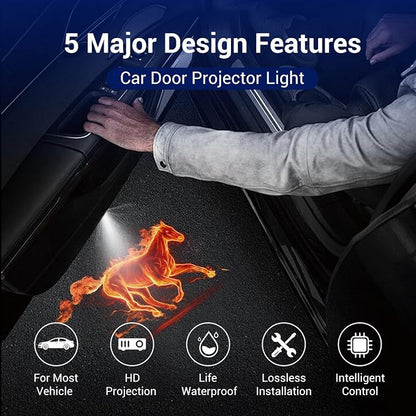 Car Door Lights Logo Projector, 2PCS Car Door Projector Lights Welcome Courtesy Ghost Shadow Lamp Fit for All Car Models by FLYEEGO