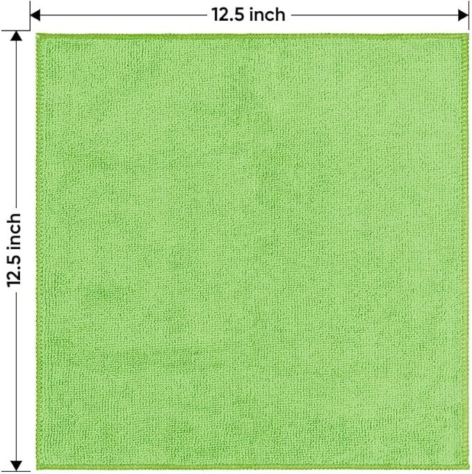 HOMEXCEL Green Microfiber Cleaning Cloth 12 Pack, 12.5 x 12.5 inch Microfiber Towels for Cars, Ultra Absorbent Car Washing Cloth, Lint Free Streak Free Cleaning Rags for Car, Kitchen, and Window