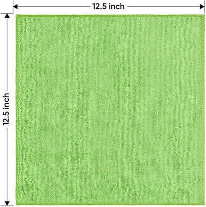 HOMEXCEL Green Microfiber Cleaning Cloth 12 Pack, 12.5 x 12.5 inch Microfiber Towels for Cars, Ultra Absorbent Car Washing Cloth, Lint Free Streak Free Cleaning Rags for Car, Kitchen, and Window