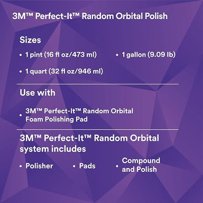 3M Perfect-It Random Orbital Polish, 34134, 1 Quart, Fast Cutting Polisher for Automotive Buffing & Polishing, High-Gloss Finish