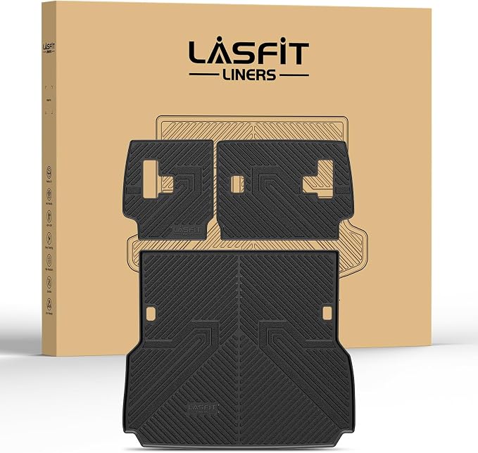 LASFIT Cargo Mat & Seatback Mat for Toyota Land Cruiser 2024-2026 2027, Custom Fit All-Weather TPE Rubber Backrest & Trunk Mats for Land Cruiser Accessories, Easy to Clean, Black