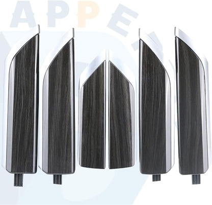 Door Trim Molding Kit Black Wood Grain 6pcs for Interior Door Panel & Center Console 84458971 Compatible with Chevy Silverado GMC Sierra Truck Door Accessories Parts