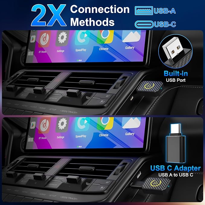 Mini Wireless CarPlay & Android Auto Adapter - Stable Fast Connection for iPhone/Android - Convert Factory Wired to Wireless for Cars 2016+