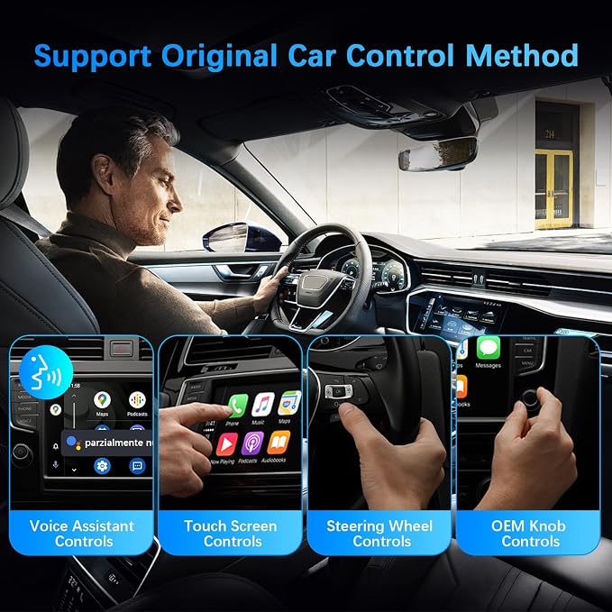 2025 Wireless CarPlay Adapter Convert Wired CarPlay to Wireless for iPhone & Android Auto Plug & Play USB Dongle with Upgraded Chipset, Low Latency, Fast Auto-Connect