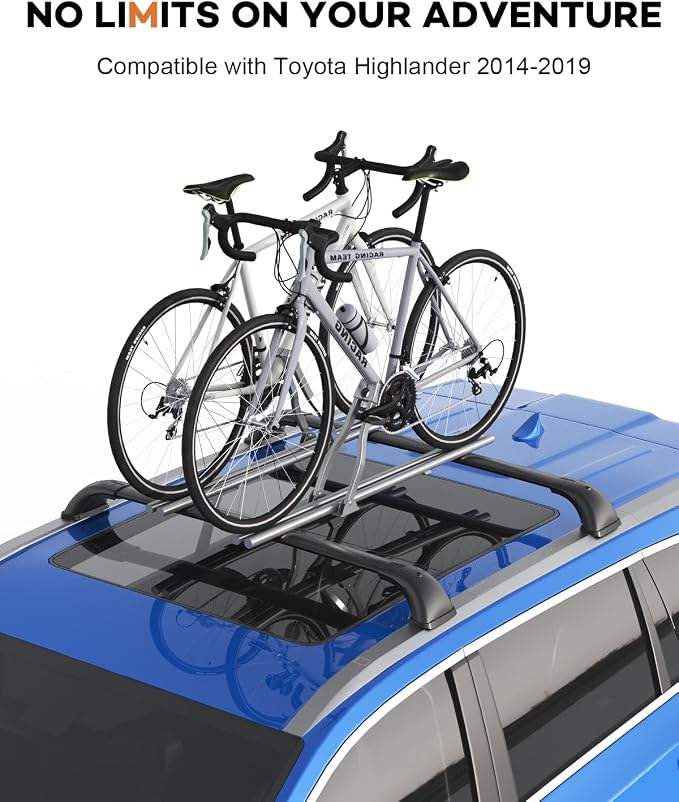 Wonderdriver Lockable Roof Rack Cross Bars 220lb Compatible with 2014-2019 Toyota Highlander XLE Limited & SE & LE Plus & LE with Anti-Theft Metal Heavy Duty Crossbars Black Rooftop Luggage Carrier