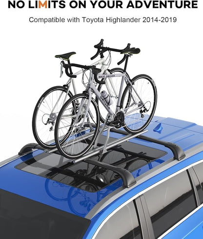 Wonderdriver Lockable Roof Rack Cross Bars 220lb Compatible with 2014-2019 Toyota Highlander XLE Limited & SE & LE Plus & LE with Anti-Theft Metal Heavy Duty Crossbars Black Rooftop Luggage Carrier