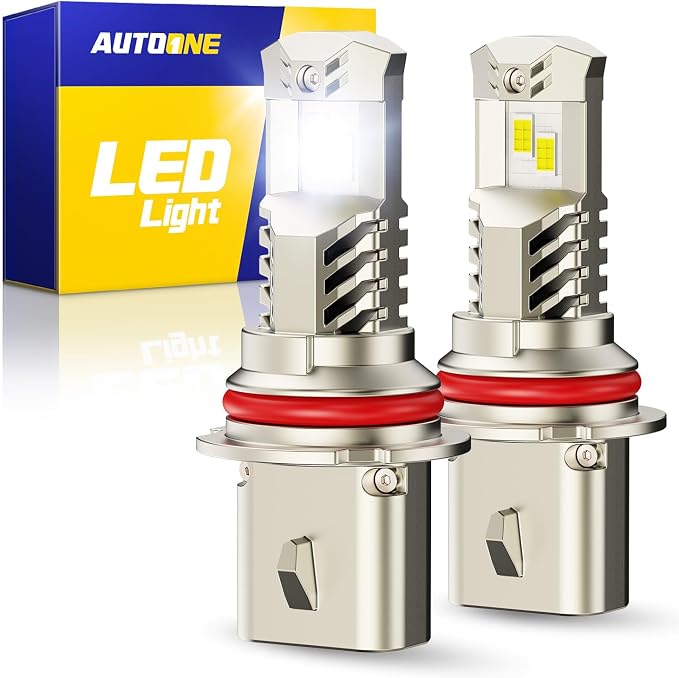 AUTOONE HB5/9007 Light Bulbs, White 6000K 60000LM with Cooling Fan, 1:1 Halogen Size, HB5 Powersport Fog Lamp, IP68 Waterproof, Quick Installation, Pack of 2