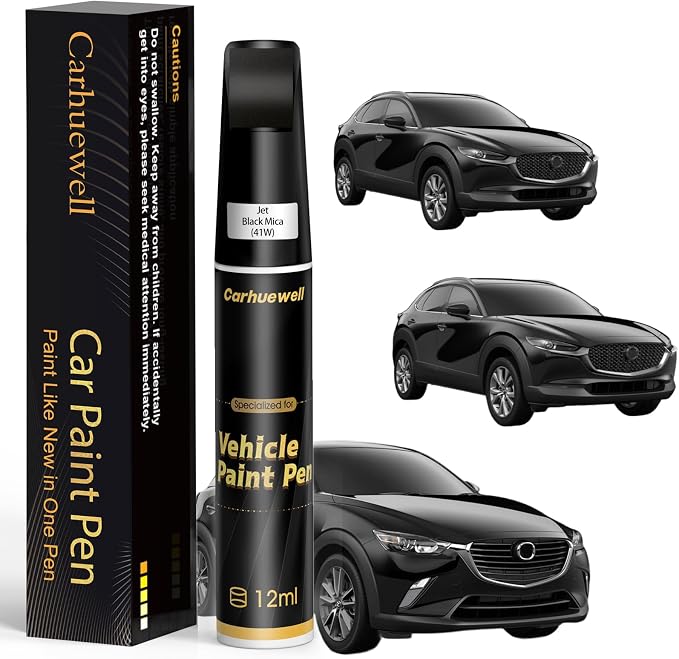 Jet Black Mica(41W) Touch Up Paint Compatible with Mazda, Exact Match Car Paint Pen Automotive Scratch Repair Remover Kit Quick & Easy Solution for Vehicle Chips and Nicks