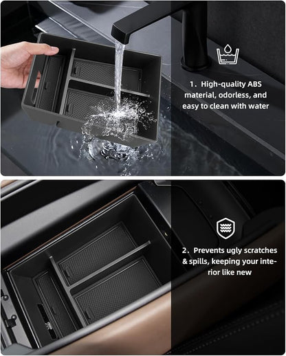 Center Console Organizer for 2020-2026 BMW X5/X6/X7, Armrest Storage Box with Removable Rubber Mat, 2020 2021 2022 2023 2024 2025 2026 BMW X5/X6/X7 Interior Accessories(Black)