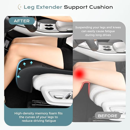 Coverado Car Seat Extender Leg Support, Leather Leg Extender Cushuin for Car Seats, Waterproof Car Seat Cushions Universal Fit for Most Vehicles (Black)