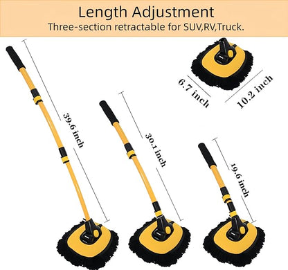 Car Wash Brush with Long Handle, 15°Curved Car Cleaning Brush with Extension Pole Scratch Free, Microfiber Exterior Cleaning Mop Mitt for Washing Roof Truck Camper SUV (2)