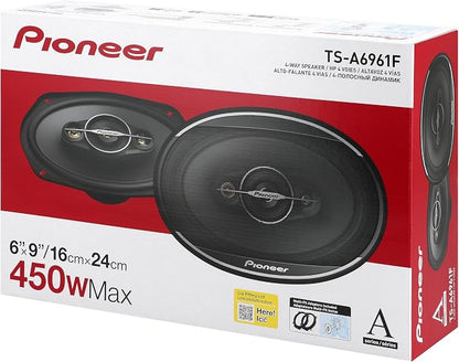 Pioneer A-Series Standard TS-A6961F 6” x 9” 4-Way Speakers (Pair) – 450W Max, Balanced Sound + Smooth Treble, Enhanced Bass, Ideal Factory Upgrade, Installation Adaptors Included