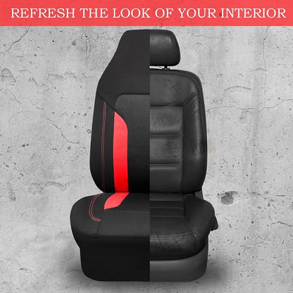 CAR PASS Bucket Car Seat Cover, Breathable 3D Air Mesh-100% Sporty Fabric Front Seats, Airbag Compatible, Universal Fit Automotive SUV Truck Sedan Vans Women, High Back Two Front 2 Piece, Black Red