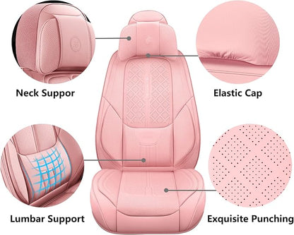 NS YOLO Universal Leather Car Seat Covers Full Coverage,Waterproof Custom Fit for Cars,SUVs and Trucks, Premium PU Leather Automotive Seat Protector with Anti-Slip Design,Pink Seat Cover for 5 Seats