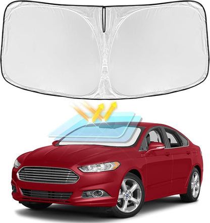 for Ford Fusion Sun Shade 2013-2021 - 4 Layers Car Sunshades for Front Windows Shade Cover Custom Fit Fusion Sun Visor 250T Retractable Shade Blocks UV Rays Car Accessories