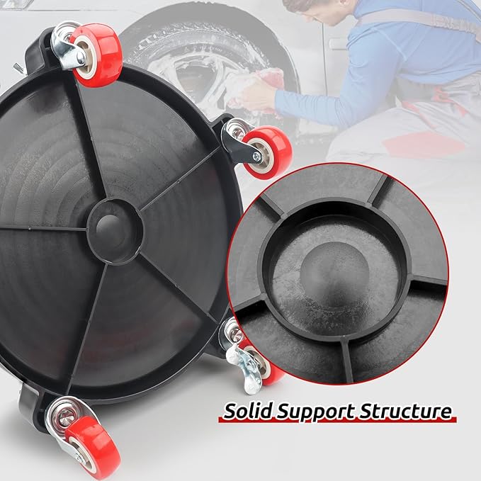Bucket Dolly 5 Gallon with Wheels,360°Rolling Car Wash Buckets Dolly for 2.5 to 5 Gallon Buckets with Bucket Insert,Cleaning Brush,Supports Up to 300 lbs