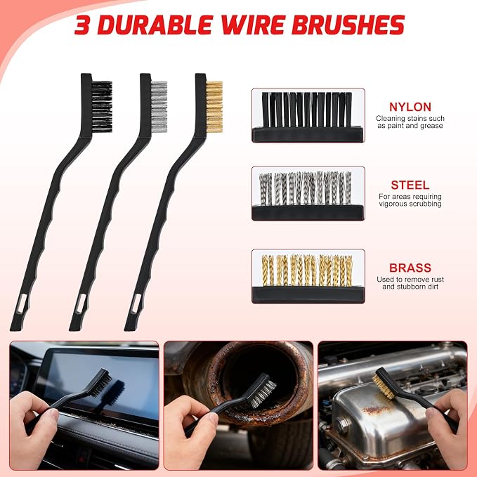 Nilight 15PCS Car Detailing Kit Auto Cleaning Tools Wash Set with Storage Carry Bag Beginners Easy to Use for Interior Exterior Car Care Clean Windshield Dashboard Seat Air Vents Wheels Tires, Red