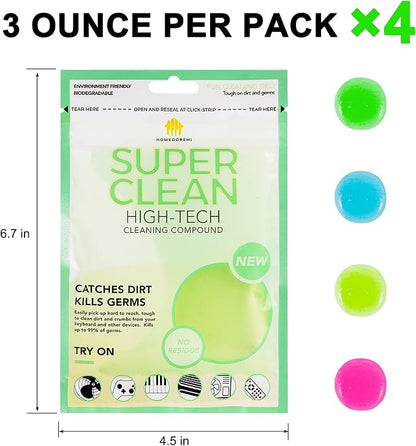 Car Cleaning Gels 4-Pack, Car Cleaning Putty Universal Auto Detailing Tools Car Interior Cleaner, Dust Cleaning Slime, Car Accessories for Car Vents & Keyboards, Clean Supplies– 320g (2.8oz/pcs)