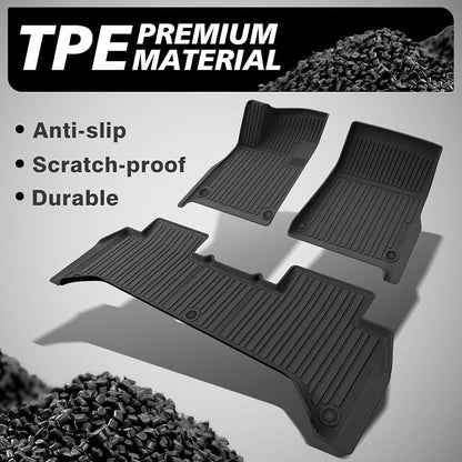 BestEvMod All Weather Floor Mats Compatible with Rivian R1T 2025 2026 Anti-Slip 3D Pattern TPE Heavy Duty Rubber Waterproof Non-Slip Floor Liner 1st & 2nd Rows Set Gen 2 Accessories (2025+ R1T)